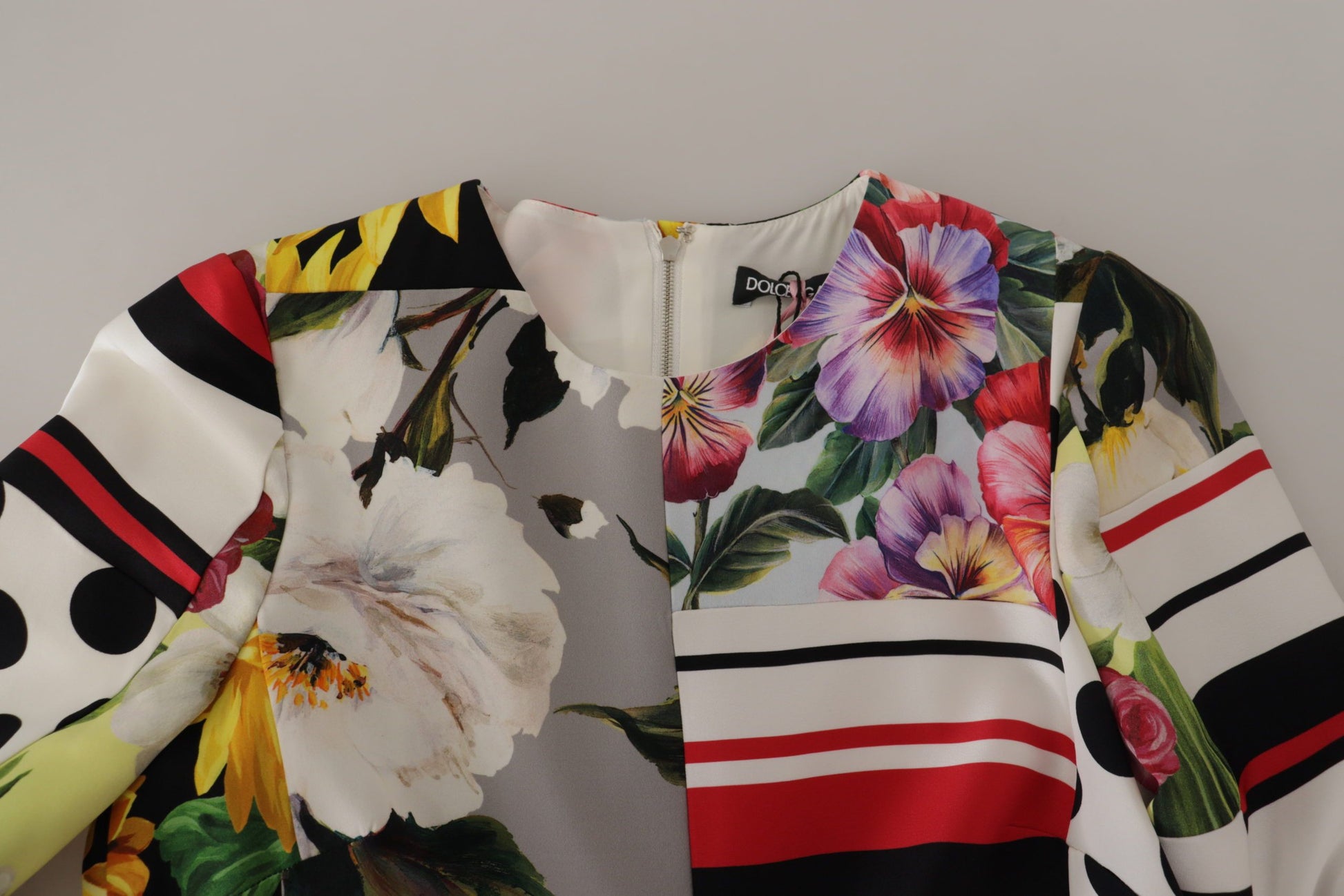 Dolce & Gabbana Multicolor Charmeuse Floral Sheath Jaquard Pachwork Dress Dolce & Gabbana