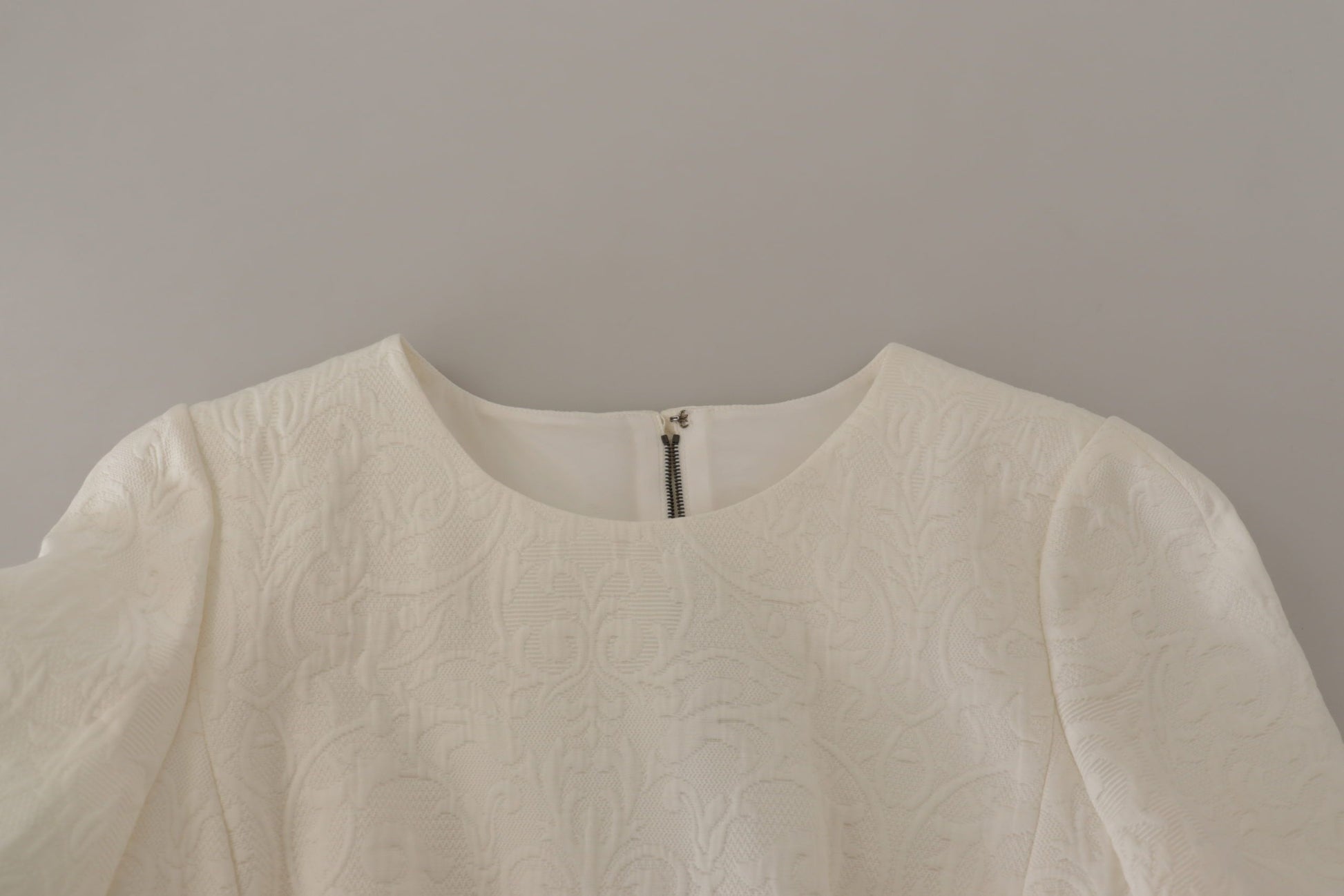 Dolce & Gabbana White Jaquard Midi Floral Sheath Brocade Dress Dolce & Gabbana