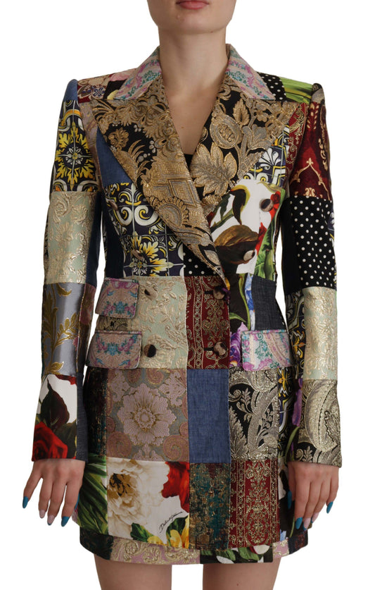 Dolce & Gabbana Multicolor Double-Breasted Patchwork Jacquard Blazer Jacket Dolce & Gabbana