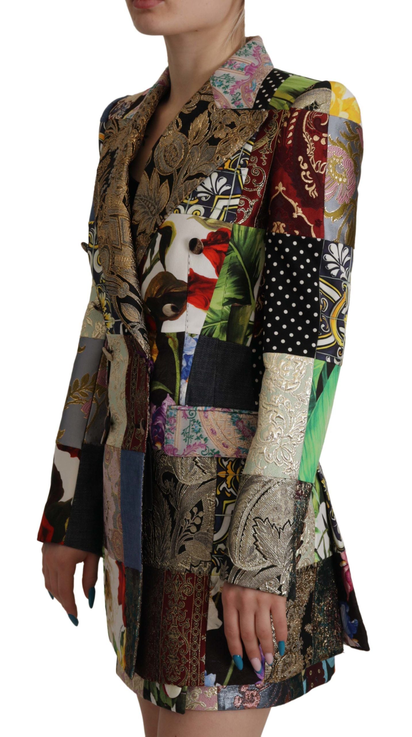 Dolce & Gabbana Multicolor Double-Breasted Patchwork Jacquard Blazer Jacket Dolce & Gabbana