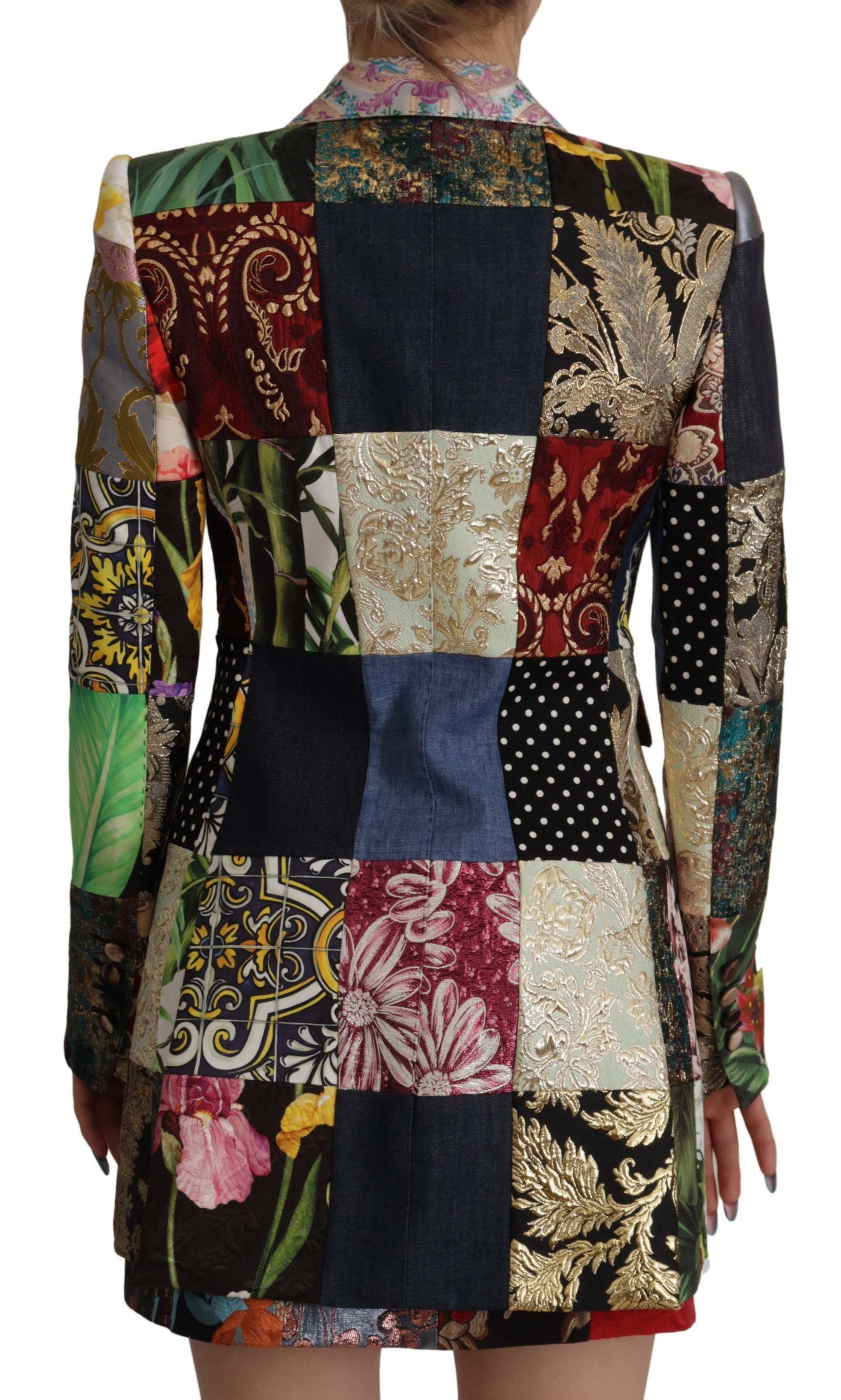 Dolce & Gabbana Multicolor Double-Breasted Patchwork Jacquard Blazer Jacket Dolce & Gabbana