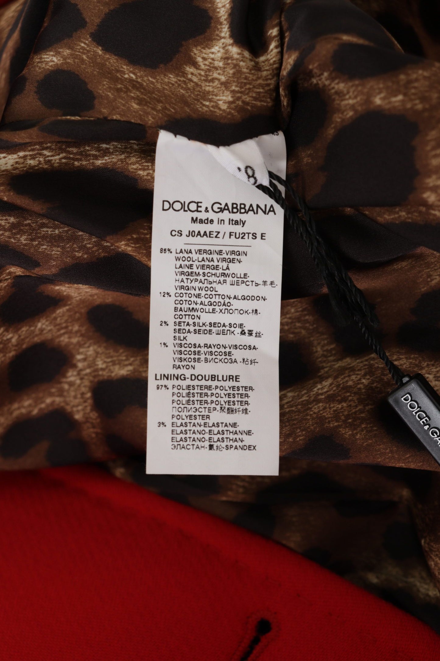 Dolce & Gabbana Red Leopard Wool Trenchcoat Jacket Dolce & Gabbana