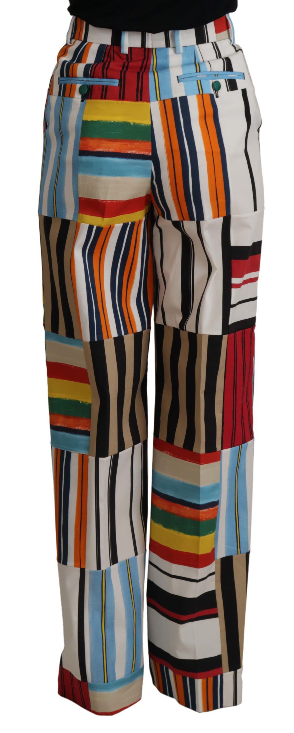 Dolce & Gabbana Multicolor Striped High Waist Cotton Pants Dolce & Gabbana