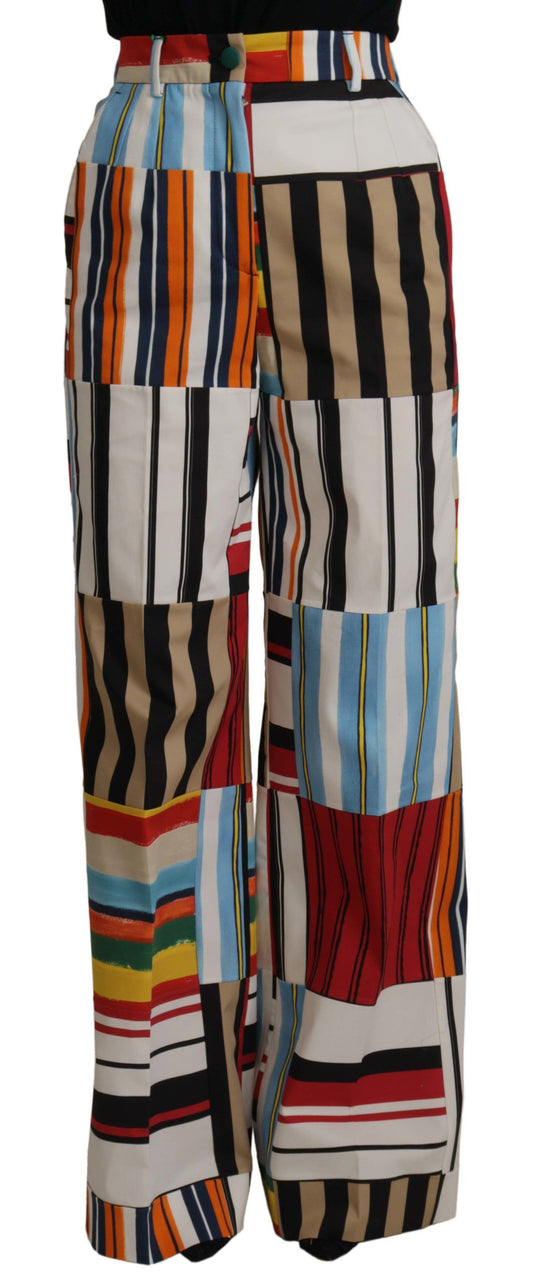 Dolce & Gabbana Multicolor Striped High Waist Cotton Pants Dolce & Gabbana