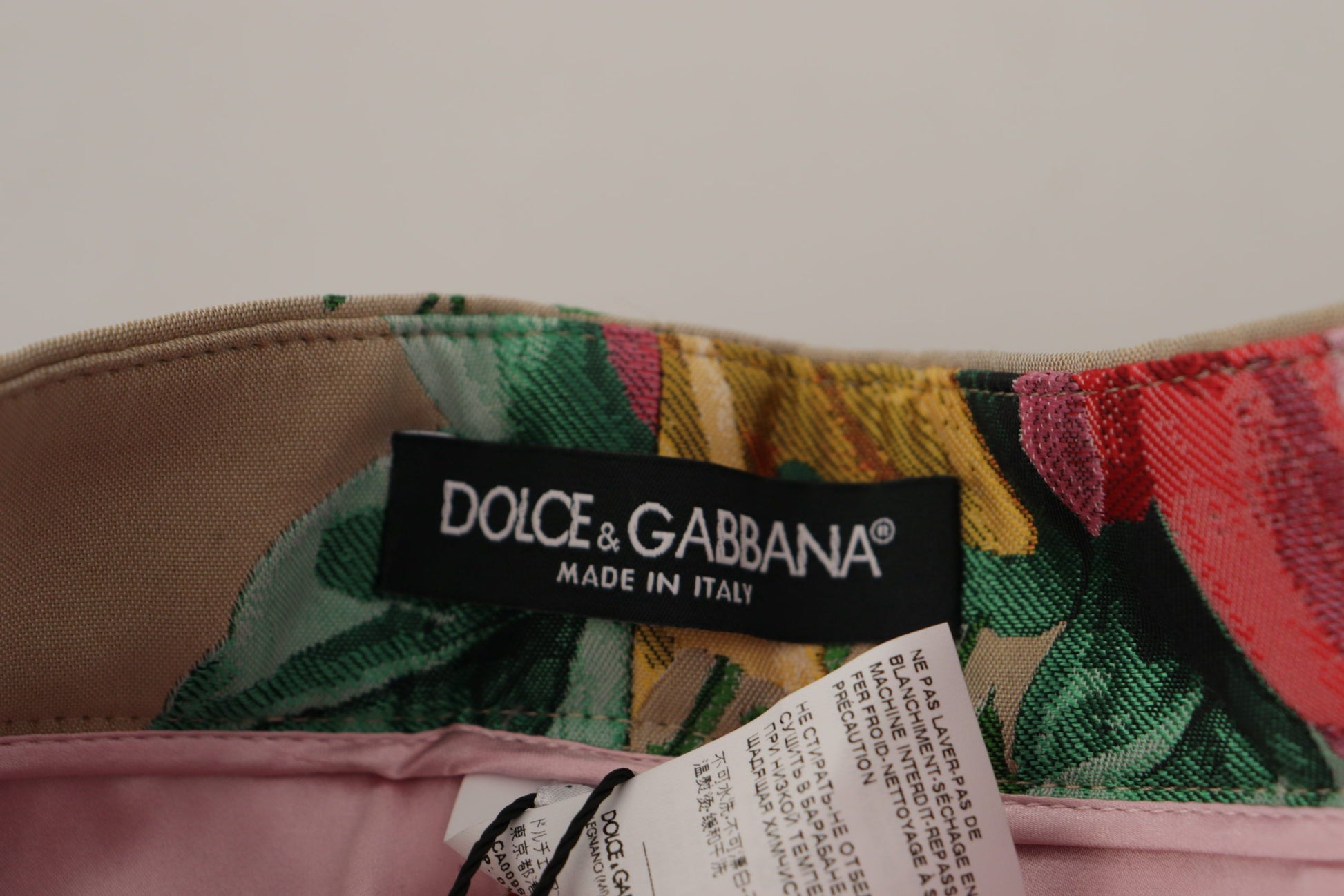 Dolce & Gabbana Beige Floral Dress Formal High Waist Pants Dolce & Gabbana