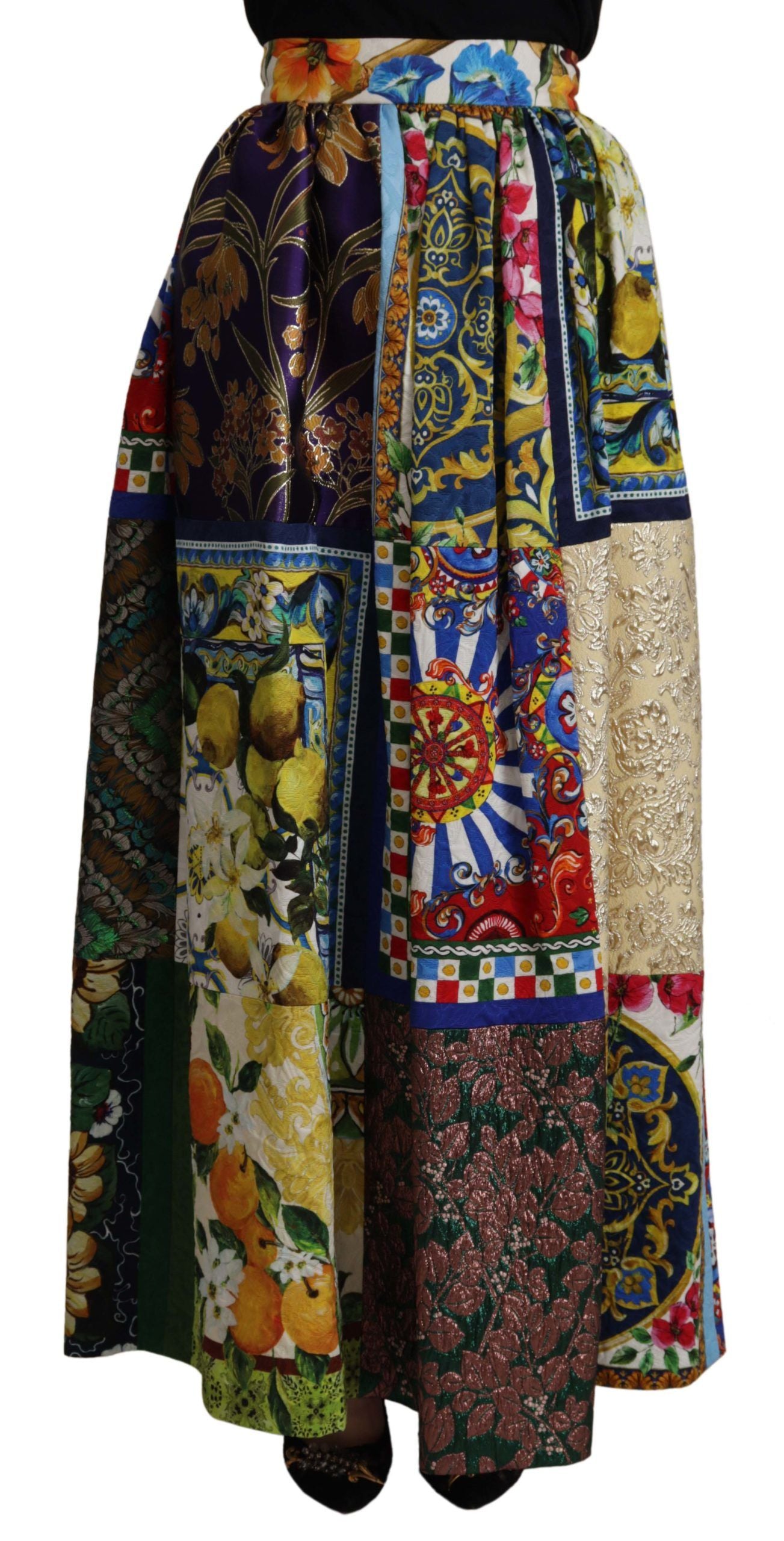 Dolce & Gabbana Multicolor Patchwork Sicily Long Maxi Skirt Dolce & Gabbana