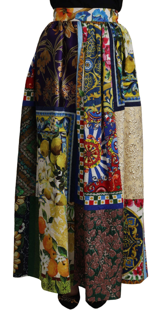 Dolce & Gabbana Multicolor Patchwork Sicily Long Maxi Skirt Dolce & Gabbana