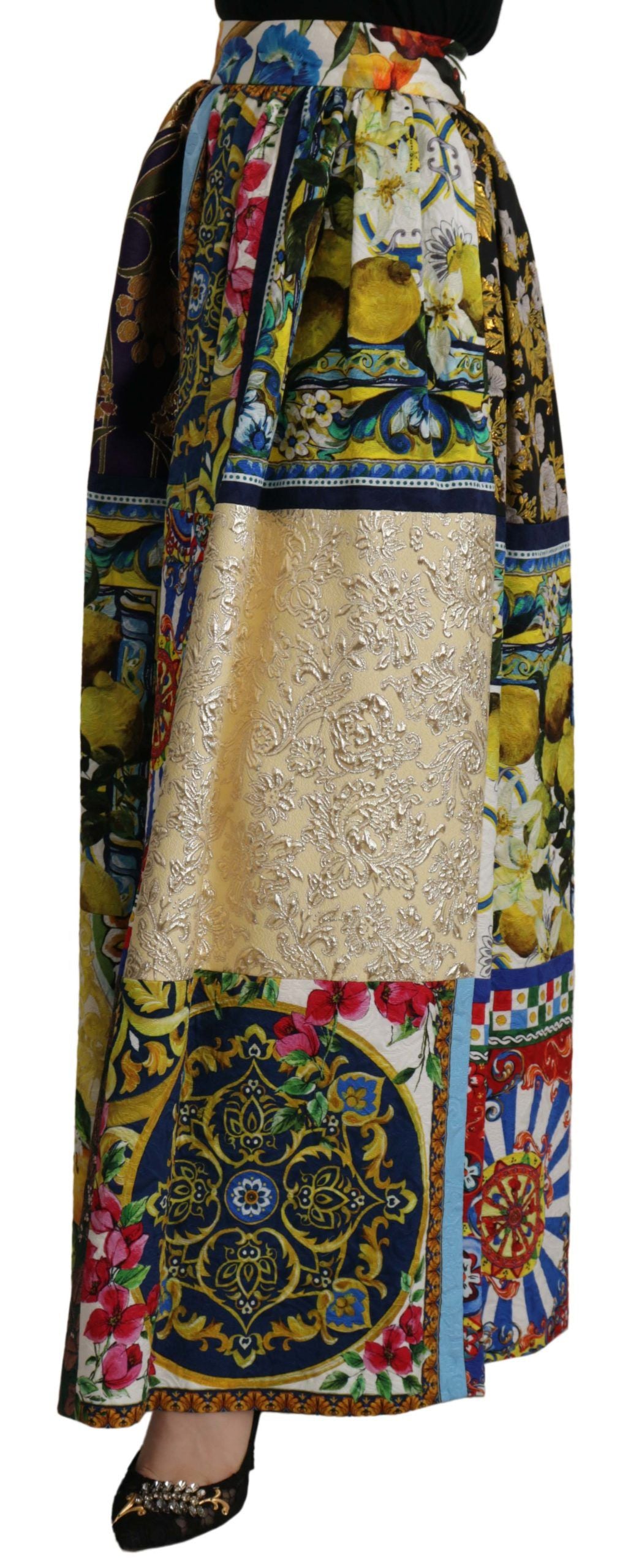 Dolce & Gabbana Multicolor Patchwork Sicily Long Maxi Skirt Dolce & Gabbana