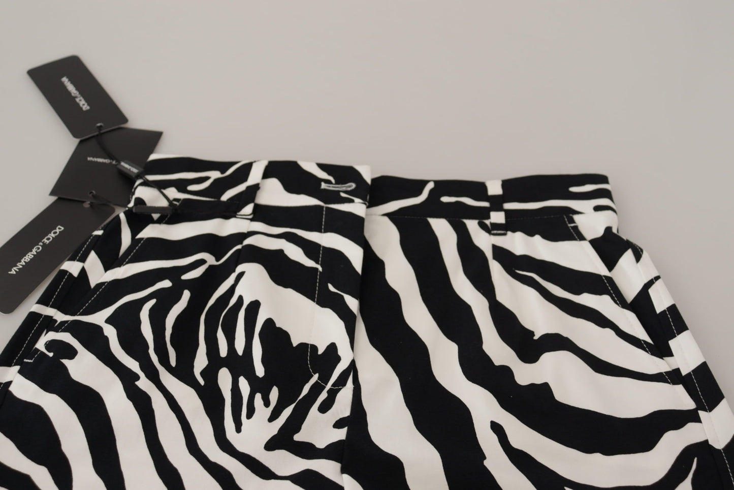Dolce & Gabbana Black White Cotton Stretch Hot Pants Shorts Dolce & Gabbana