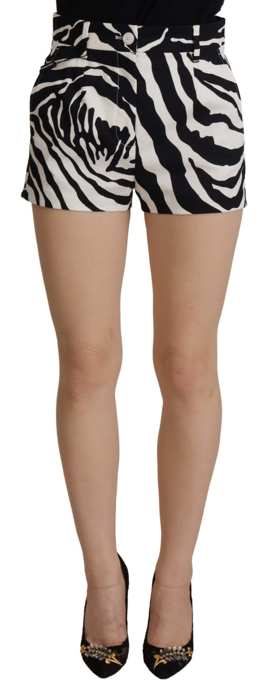 Dolce & Gabbana Black White Cotton Stretch Hot Pants Shorts Dolce & Gabbana