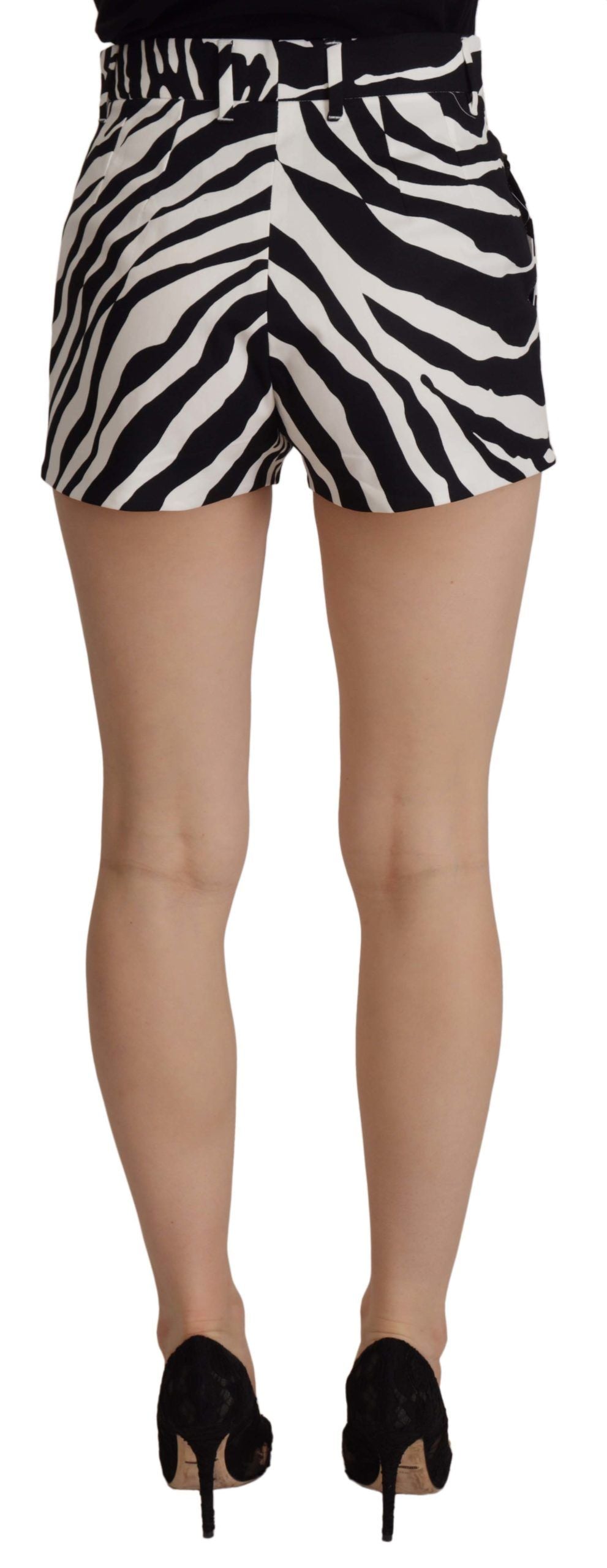 Dolce & Gabbana Black White Cotton Stretch Hot Pants Shorts Dolce & Gabbana