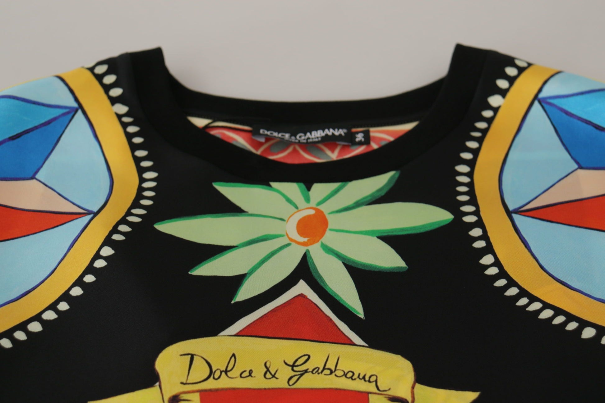 Dolce & Gabbana Multicolor Soldier Carretto Silk Top T-shirt Dolce & Gabbana