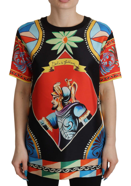 Dolce & Gabbana Multicolor Soldier Carretto Silk Top T-shirt Dolce & Gabbana