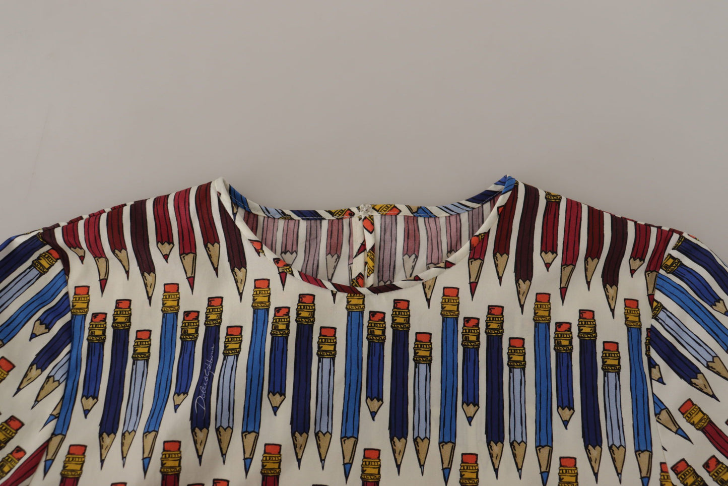 Dolce & Gabbana White Pencil Print Cotton T-shirt Blouse Dolce & Gabbana