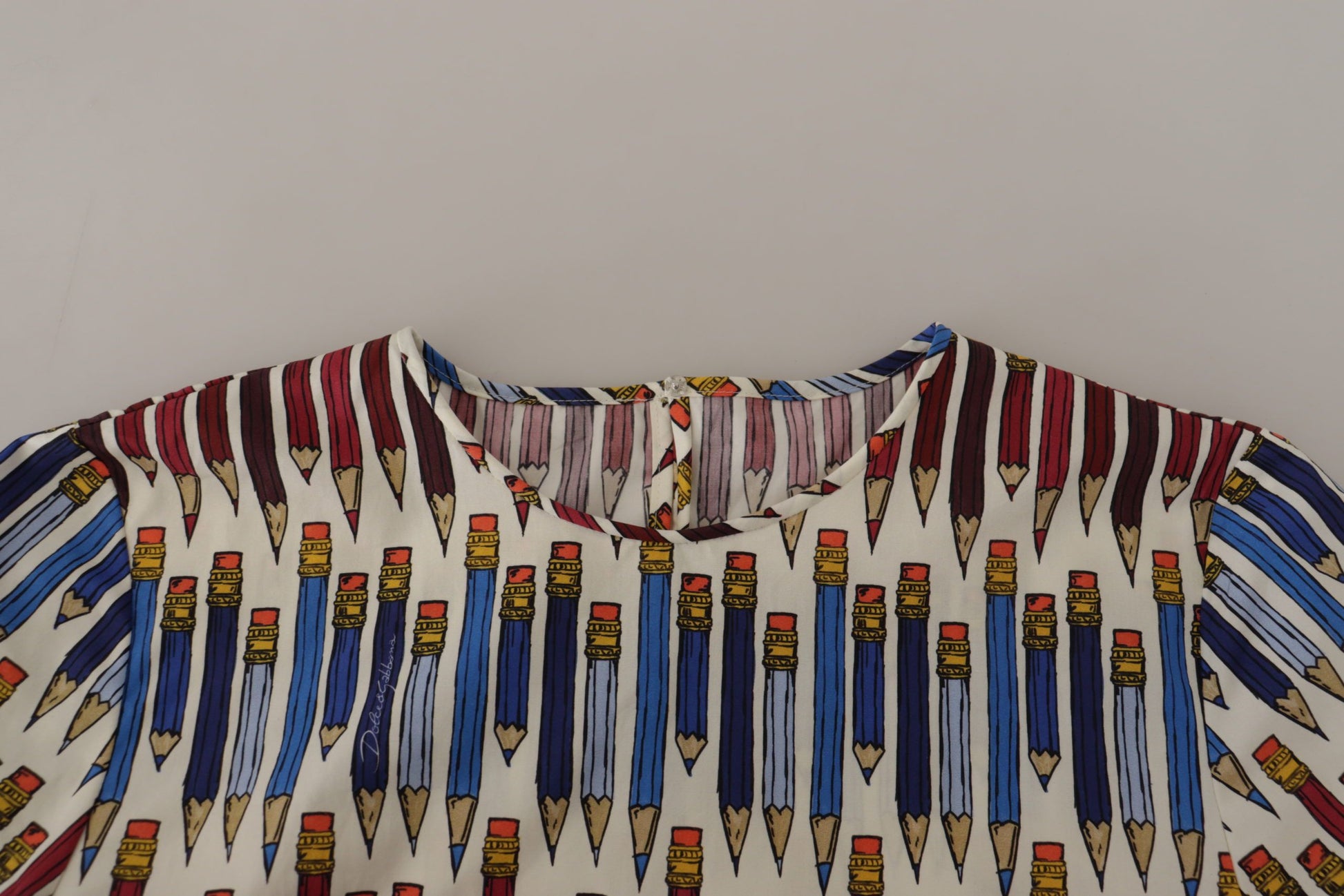 Dolce & Gabbana White Pencil Print Cotton T-shirt Blouse Dolce & Gabbana