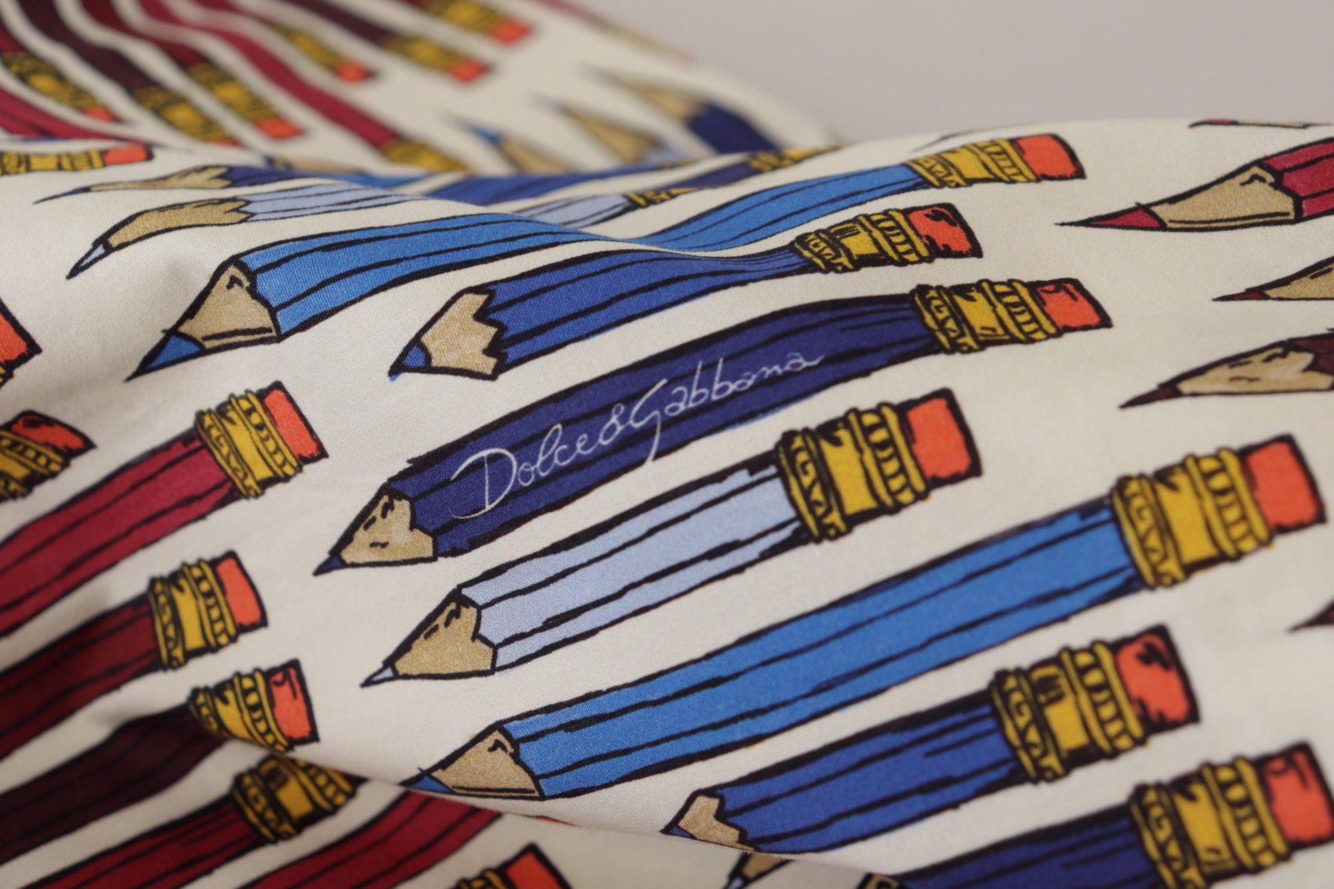 Dolce & Gabbana White Pencil Print Cotton T-shirt Blouse Dolce & Gabbana