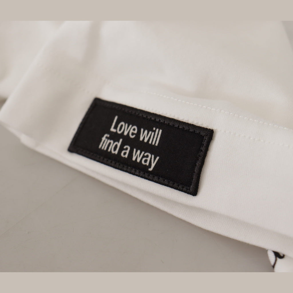 Dolce & Gabbana White Black Roses Crewneck Cotton T-shirt
