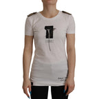 Dolce & Gabbana White Black Roses Crewneck Cotton T-shirt