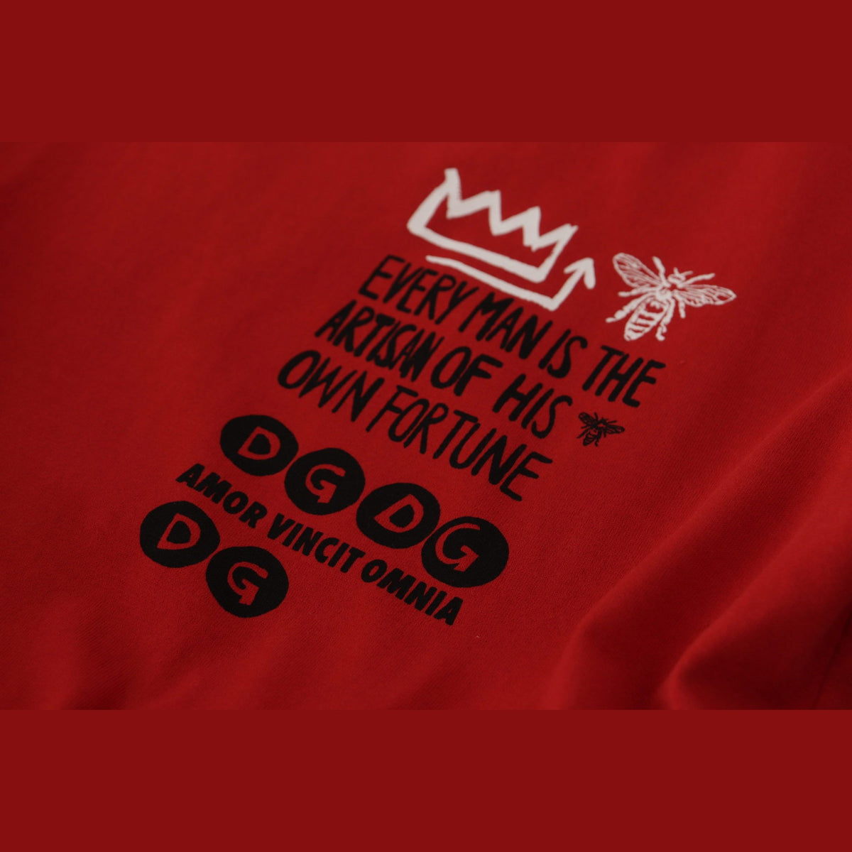 Dolce & Gabbana Red Amor Vincit Omnia Crewneck T-shirt