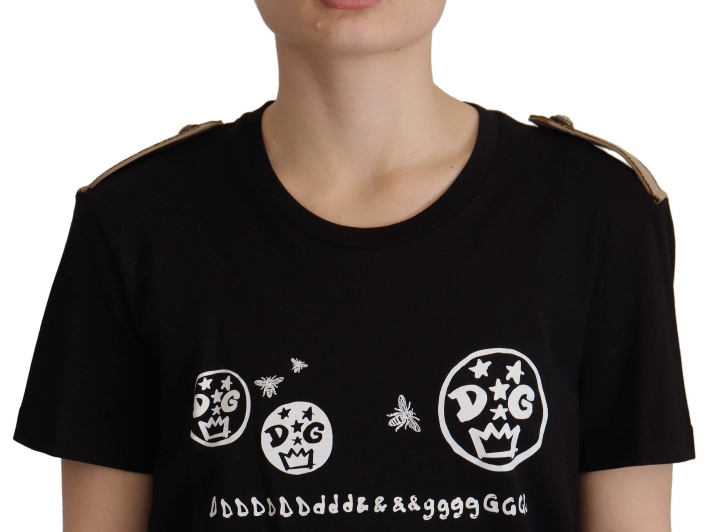 Dolce & Gabbana Black Logo Motive Crewneck Cotton T-shirt Dolce & Gabbana