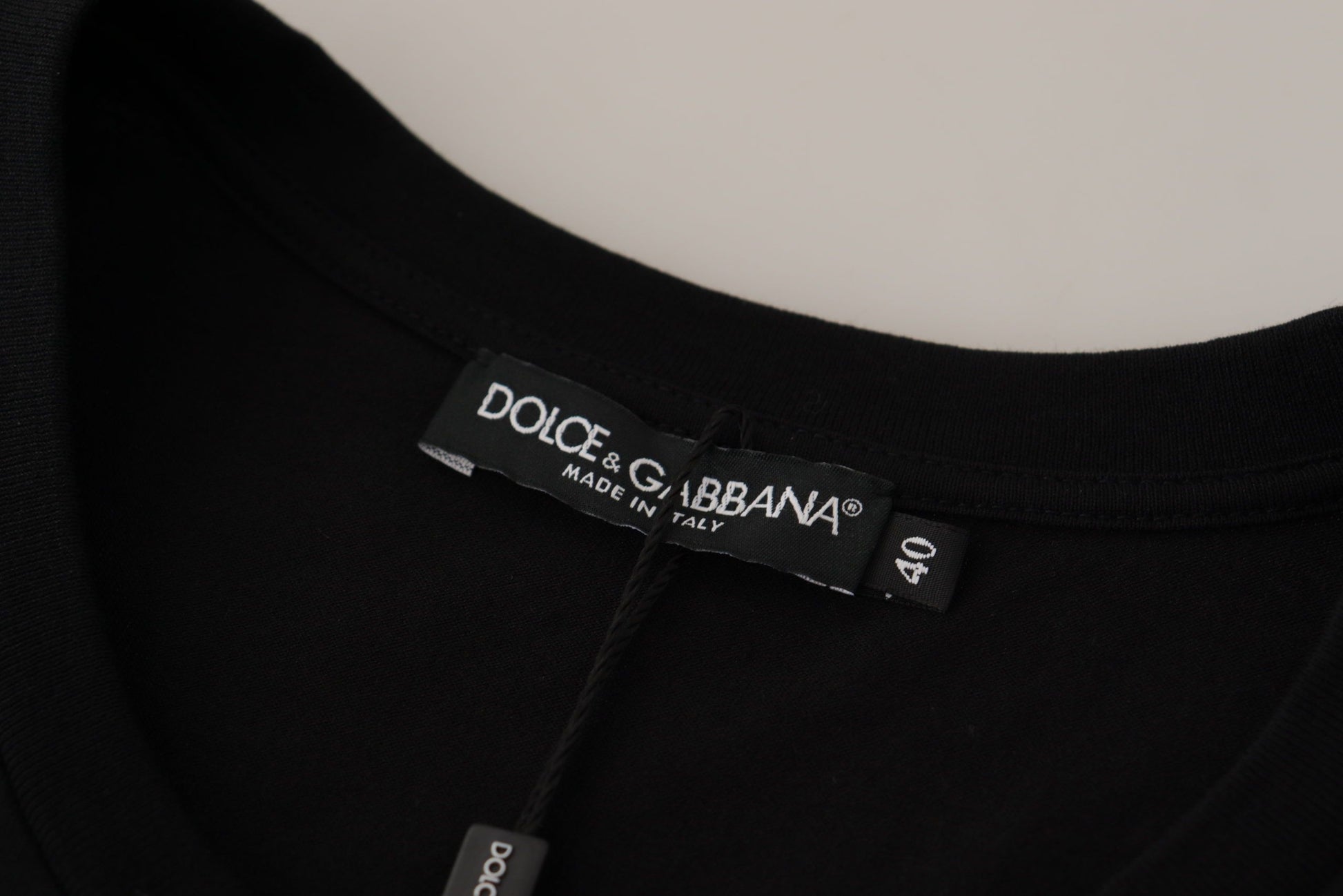 Dolce & Gabbana Black Logo Motive Crewneck Cotton T-shirt Dolce & Gabbana