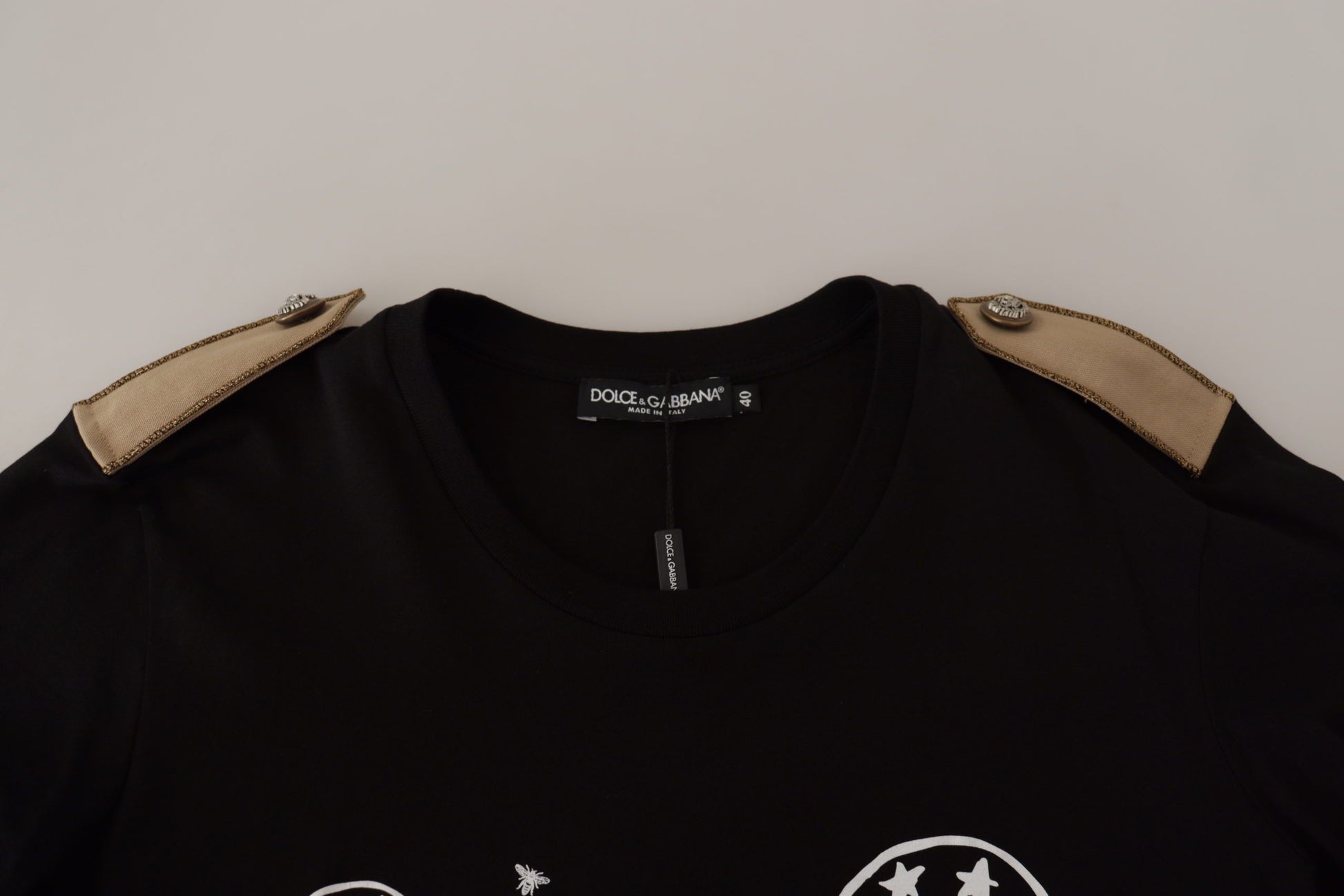 Dolce & Gabbana Black Logo Motive Crewneck Cotton T-shirt Dolce & Gabbana