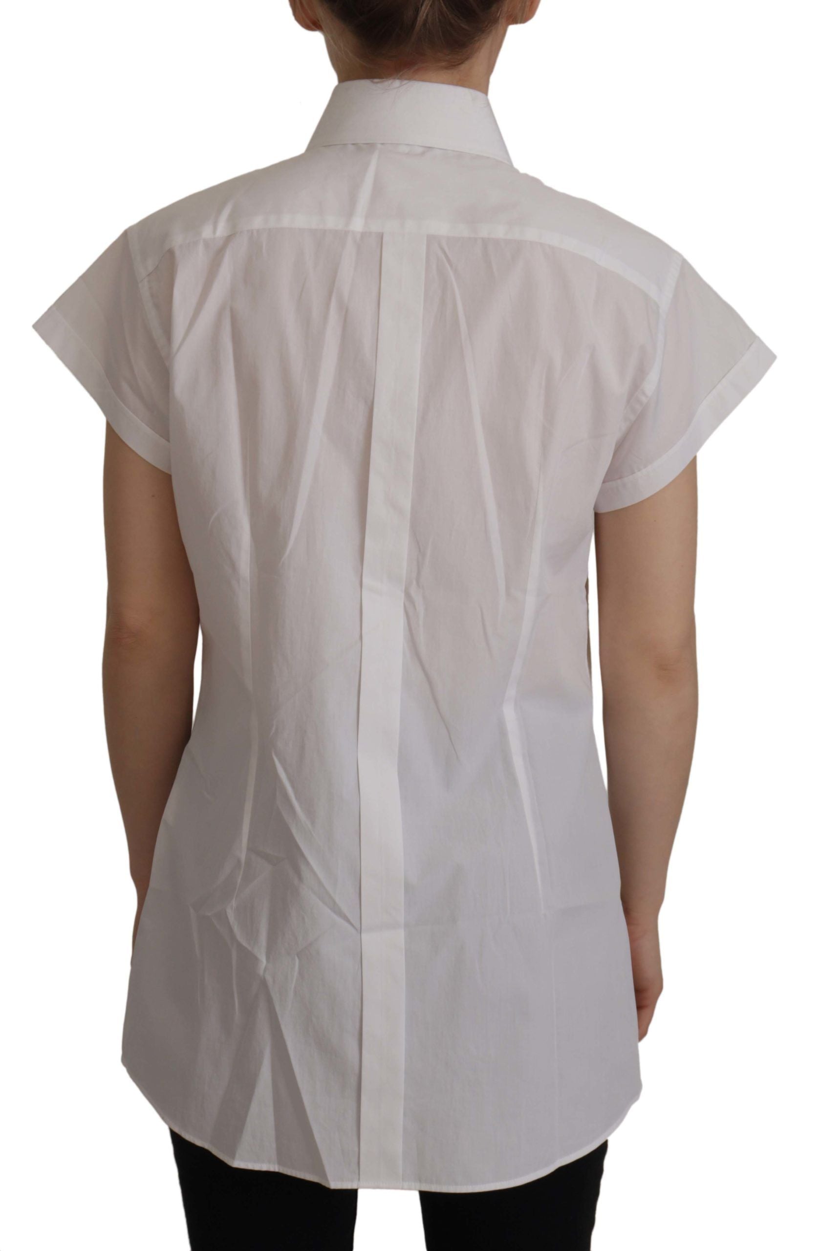 Dolce & Gabbana White Sleeveless Tuxedo Formal Blouse Top Dolce & Gabbana