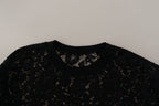 Dolce & Gabbana black floral lace Sicily blouse featuring a stylish pullover design and elegant detailing.