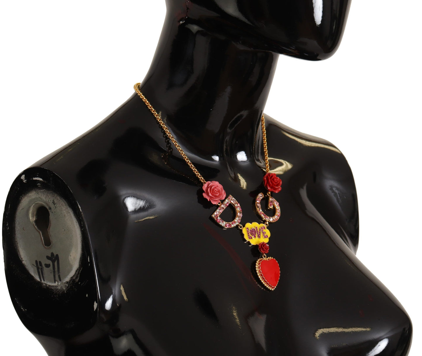Dolce & Gabbana Gold Rose Love Crystal Charm Chain Necklace Dolce & Gabbana