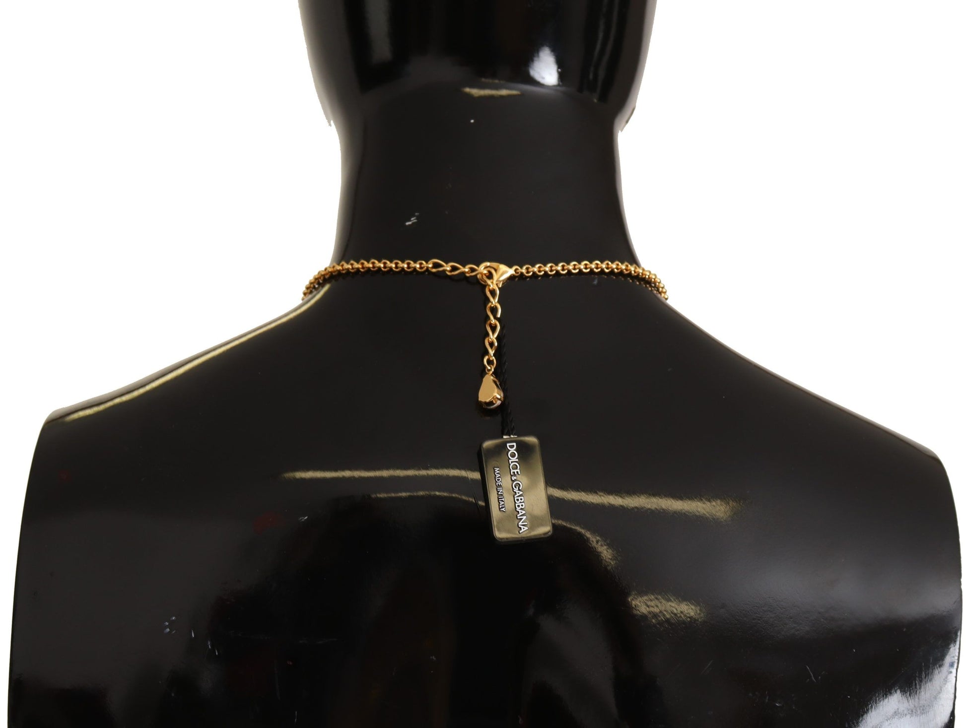 Dolce & Gabbana Gold Rose Love Crystal Charm Chain Necklace Dolce & Gabbana