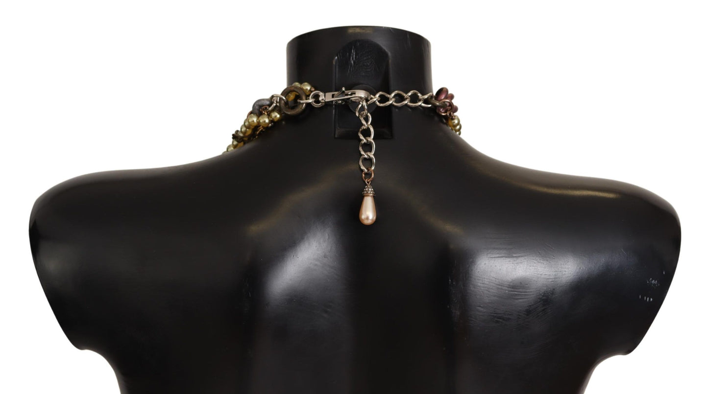 Dolce & Gabbana Gold Brass Sicily Floral Crystal Statement Necklace Dolce & Gabbana