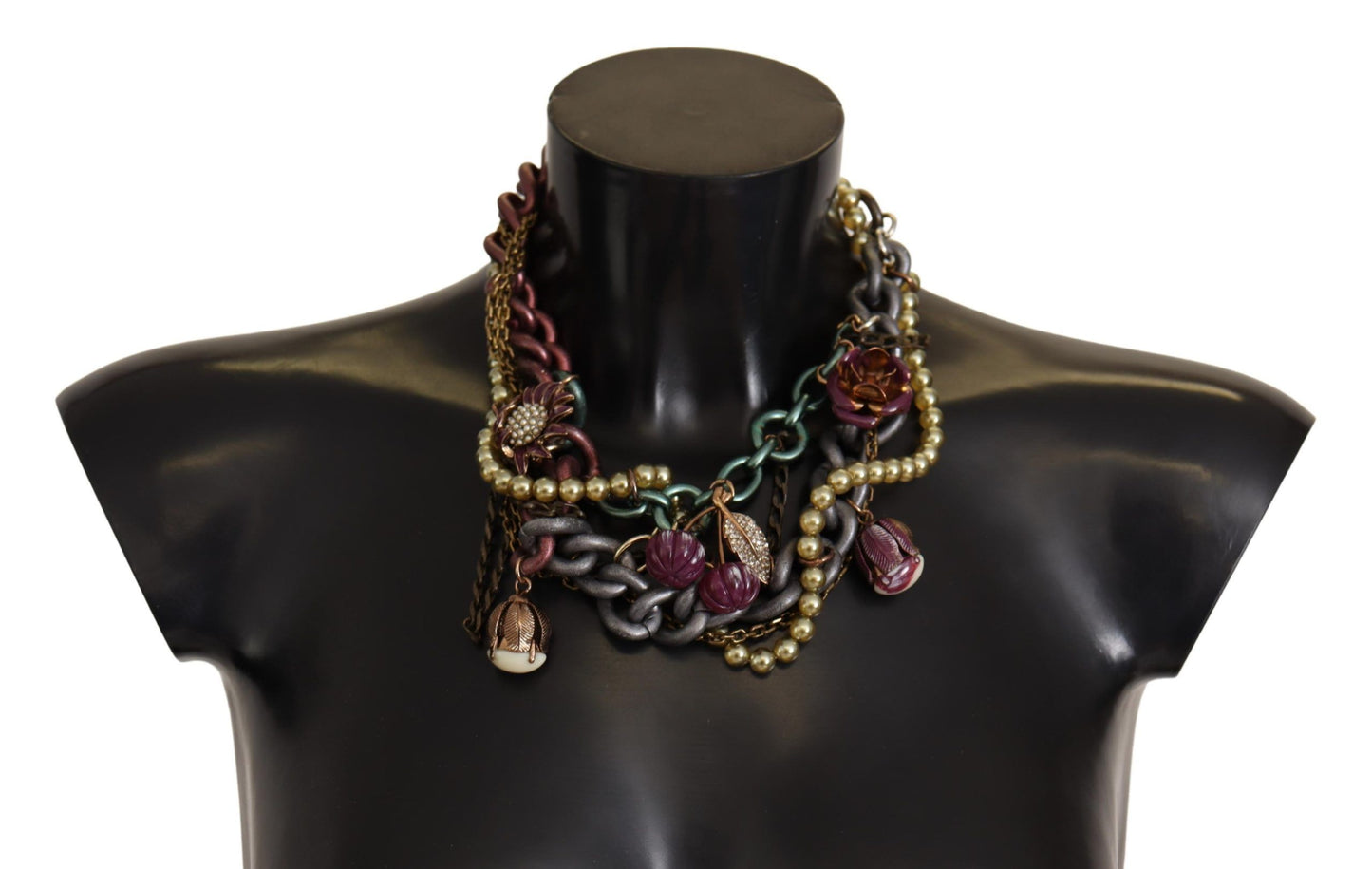 Dolce & Gabbana Gold Brass Sicily Floral Crystal Statement Necklace Dolce & Gabbana