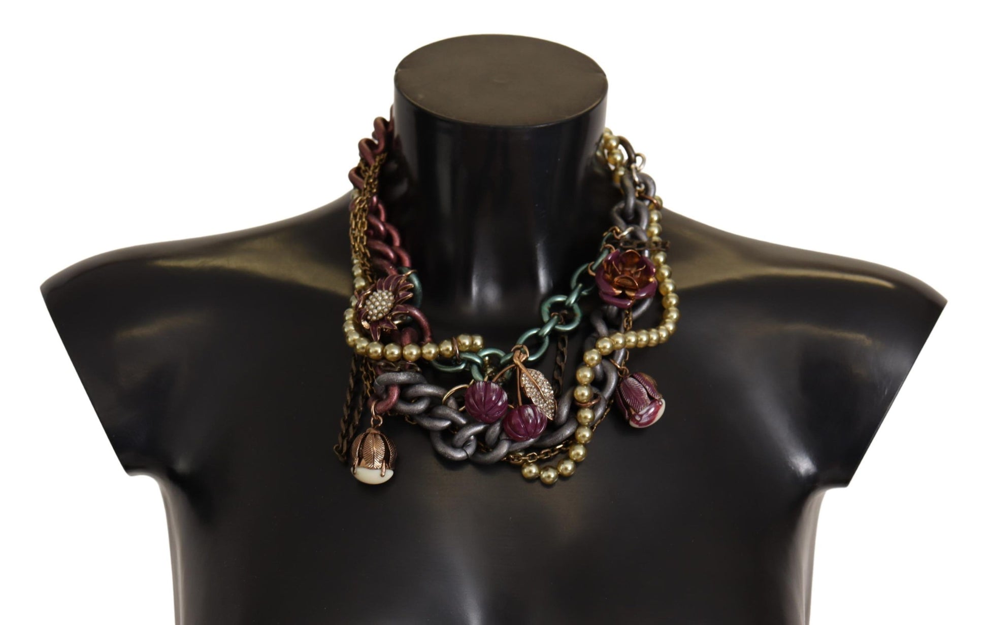 Dolce & Gabbana Gold Brass Sicily Floral Crystal Statement Necklace Dolce & Gabbana