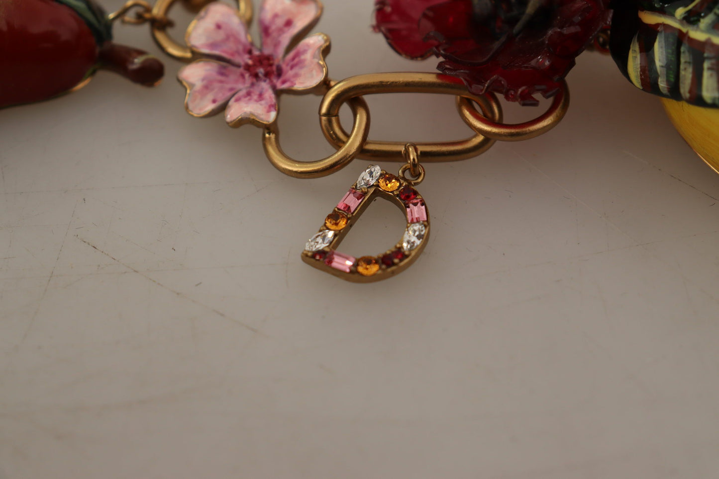 Dolce & Gabbana Gold Brass Sicily Fruits Roses Statement Necklace Dolce & Gabbana