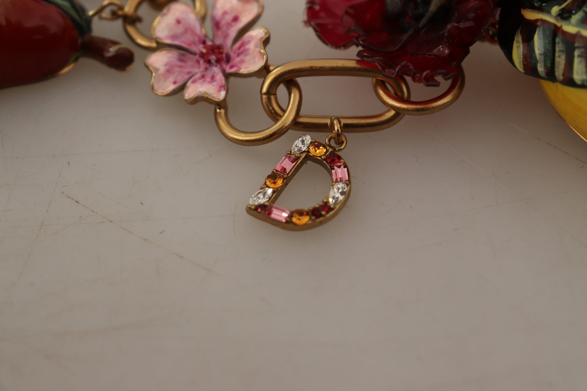 Dolce & Gabbana Gold Brass Sicily Fruits Roses Statement Necklace Dolce & Gabbana