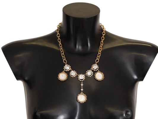 Dolce & Gabbana Gold Clock Statement Crystal Chain Necklace Dolce & Gabbana