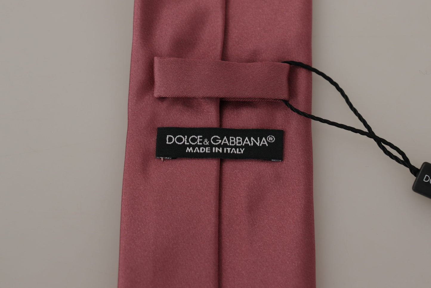 Dolce & Gabbana Pink Solid Print Silk Adjustable Necktie Accessory Tie Dolce & Gabbana