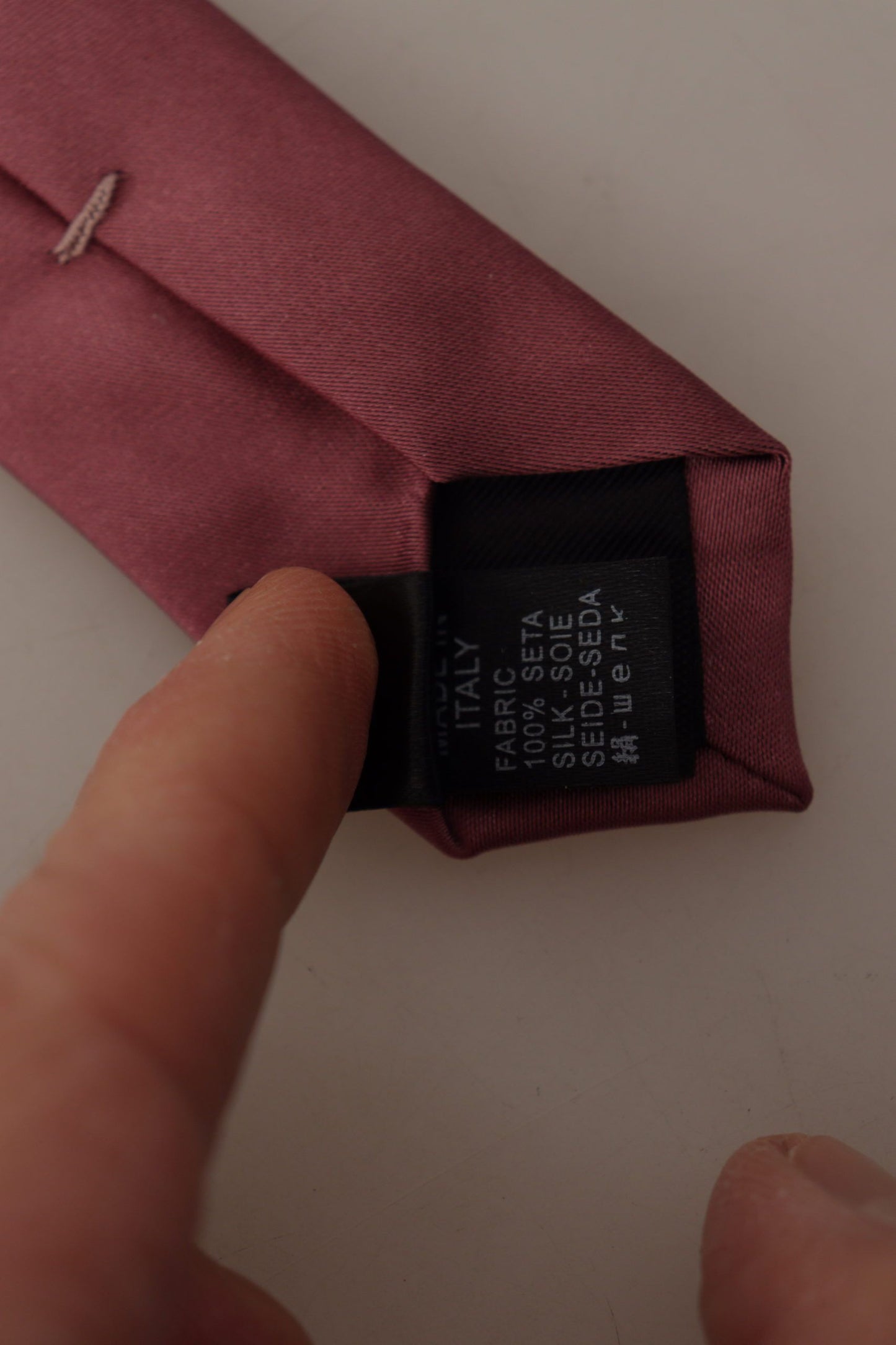 Dolce & Gabbana Pink Solid Print Silk Adjustable Necktie Accessory Tie Dolce & Gabbana