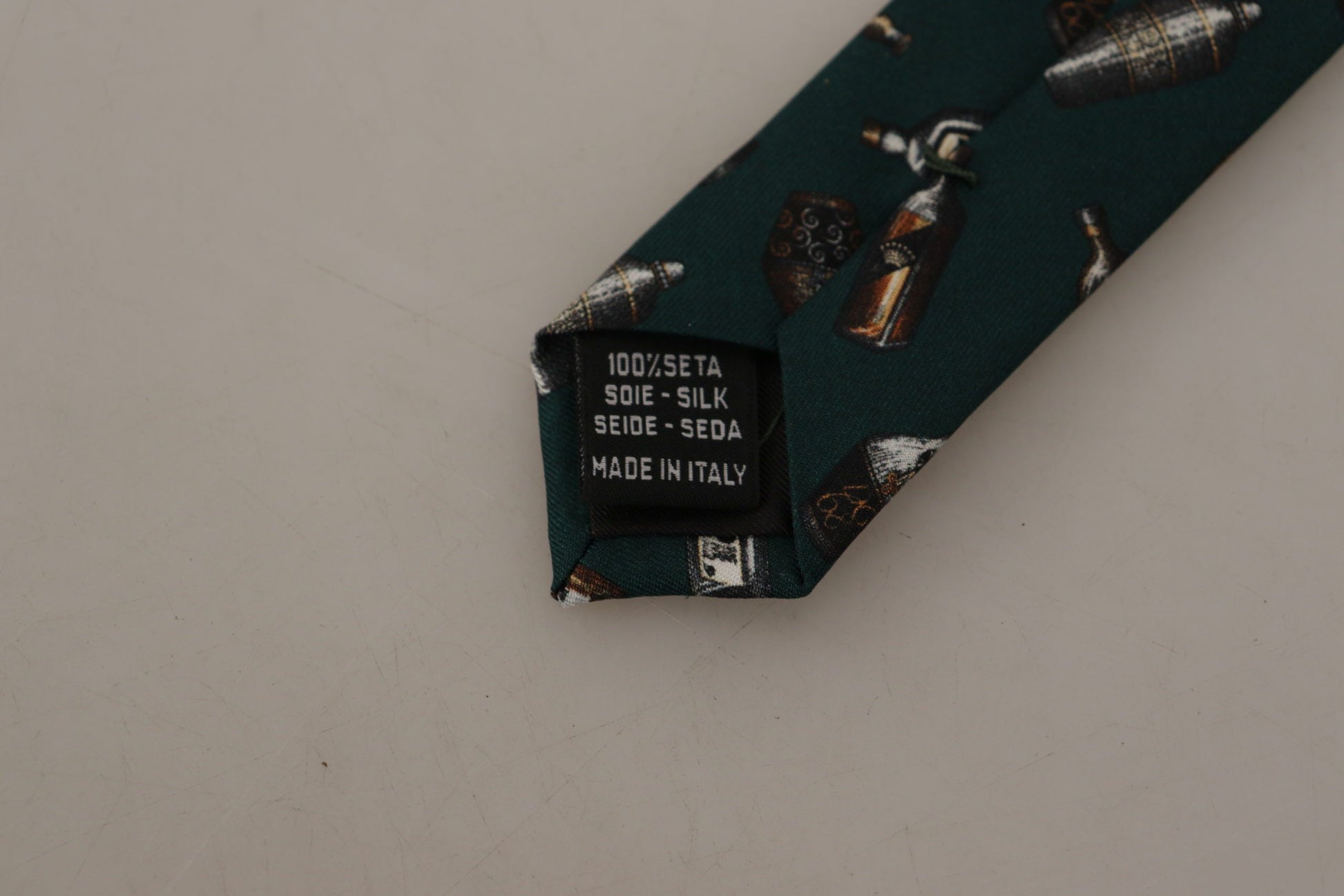Dolce & Gabbana Black Bottle Fantasy Print Silk Adjustable Accessory Tie Dolce & Gabbana