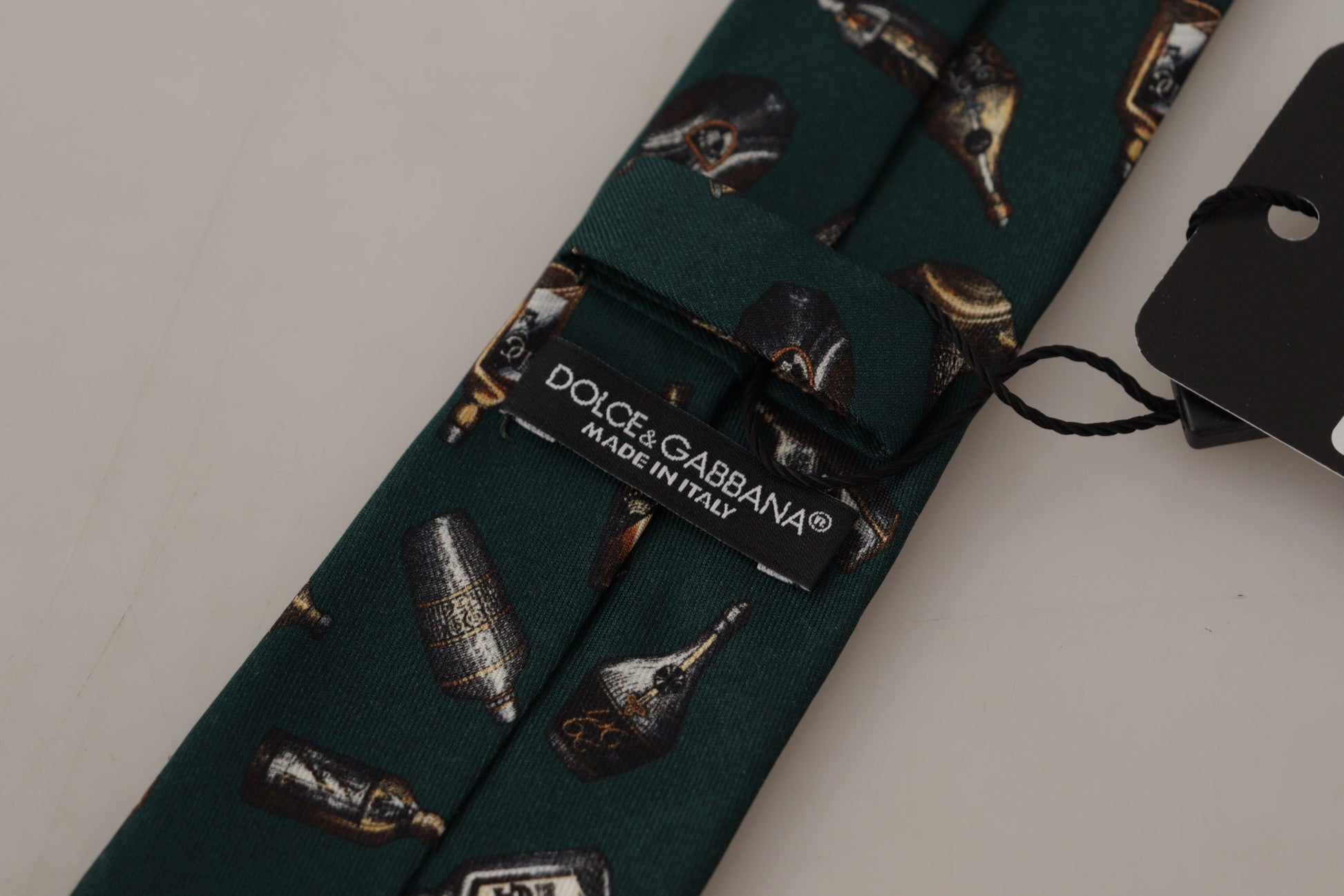 Dolce & Gabbana Black Bottle Fantasy Print Silk Adjustable Accessory Tie Dolce & Gabbana