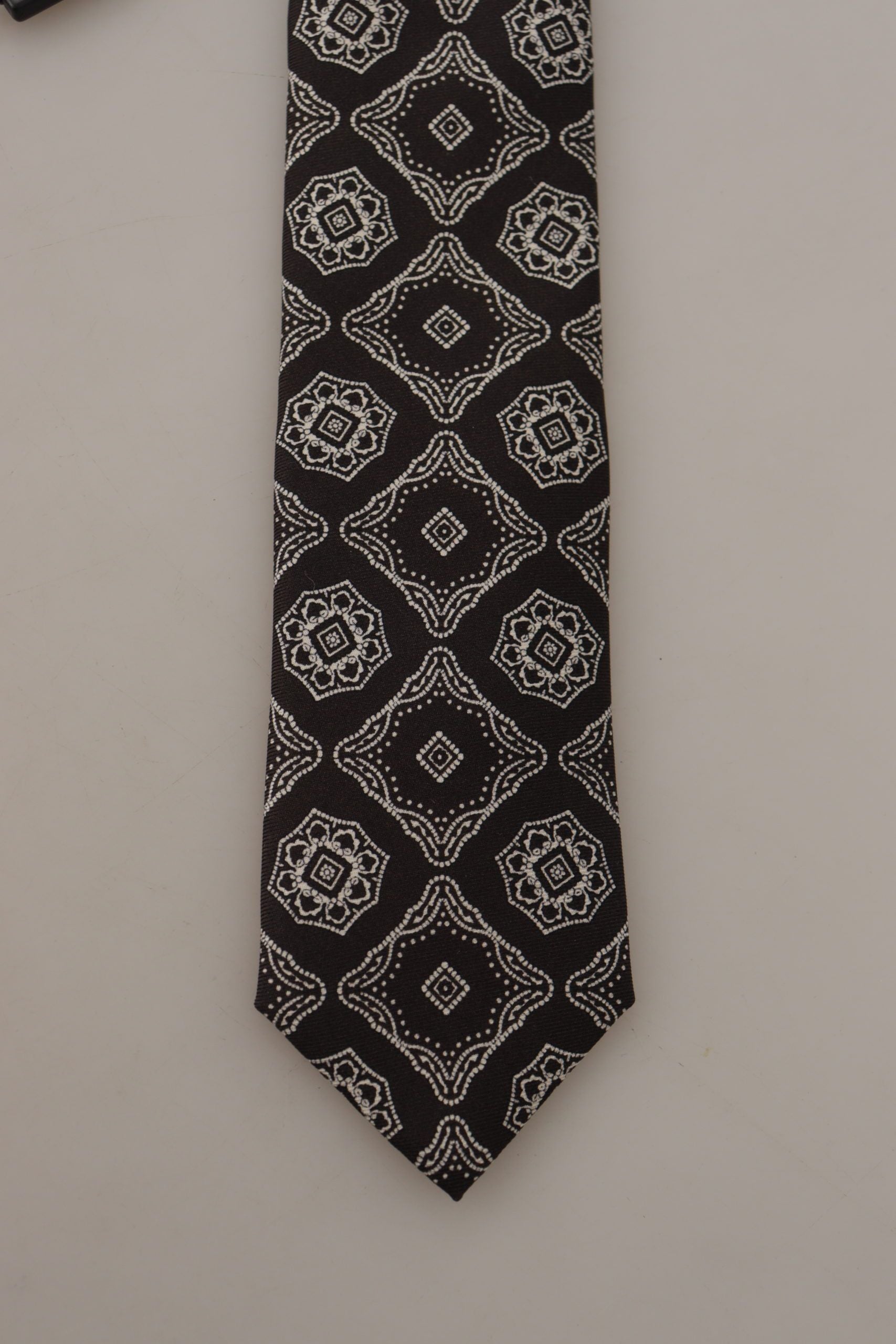Dolce & Gabbana Black White Square Geometric Print Adjustable Accessory Tie Dolce & Gabbana