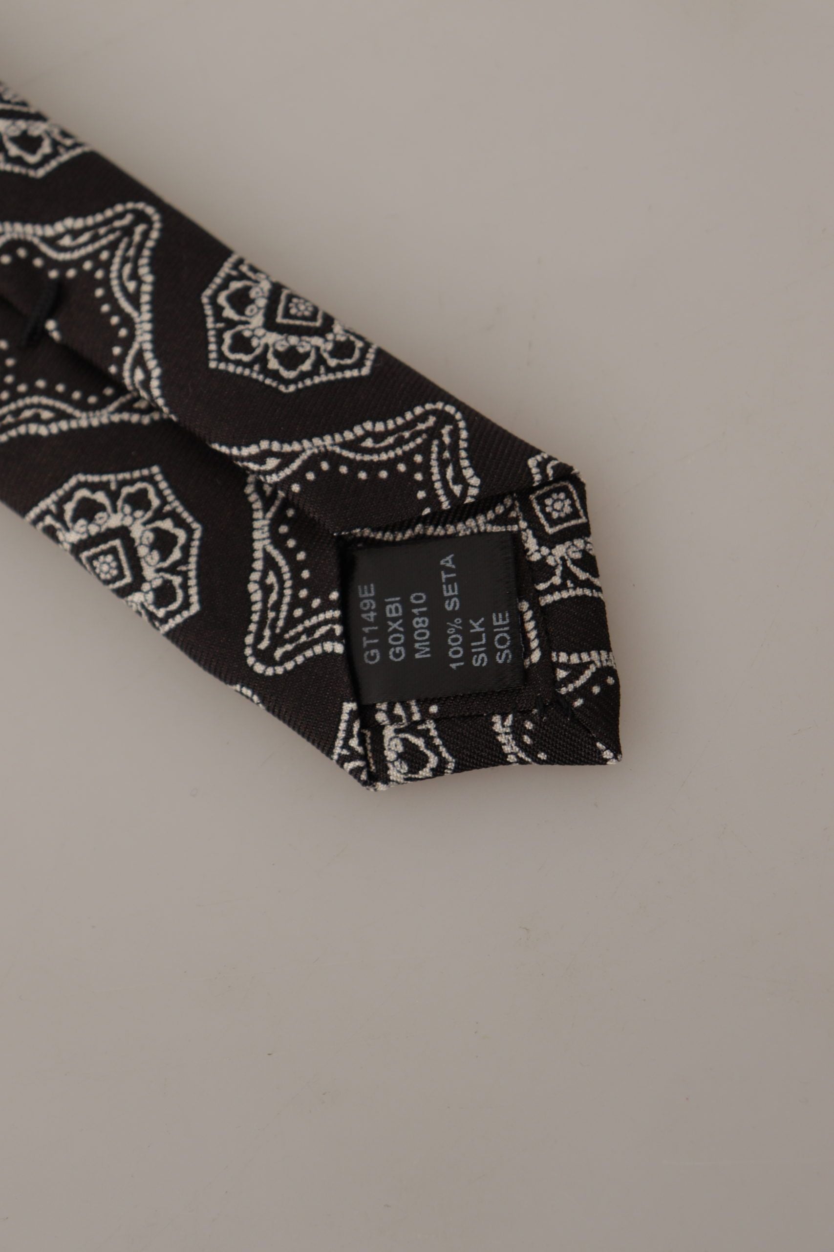 Dolce & Gabbana Black White Square Geometric Print Adjustable Accessory Tie Dolce & Gabbana