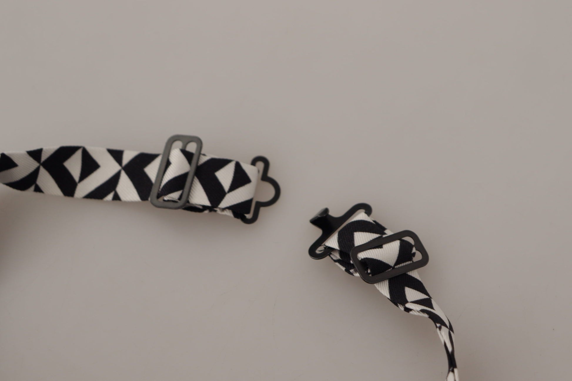 Dolce & Gabbana Black White Geometric 100% Silk Adjustable Accessory Tie Dolce & Gabbana
