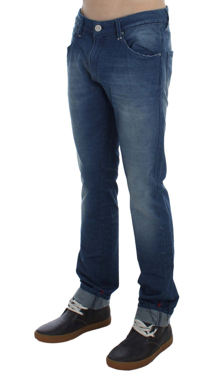 Acht Blue Wash Denim Cotton Stretch Slim Fit Jeans Acht