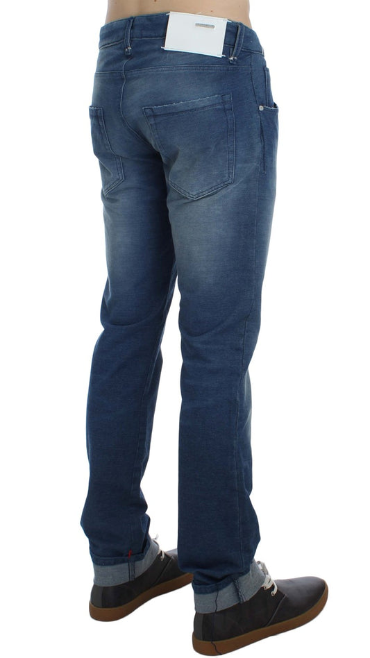 Acht Blue Wash Denim Cotton Stretch Slim Fit Jeans Acht