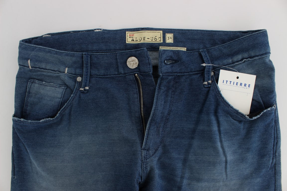 Acht Blue Wash Denim Cotton Stretch Slim Fit Jeans Acht