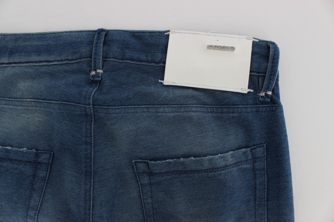 Acht Blue Wash Denim Cotton Stretch Slim Fit Jeans Acht