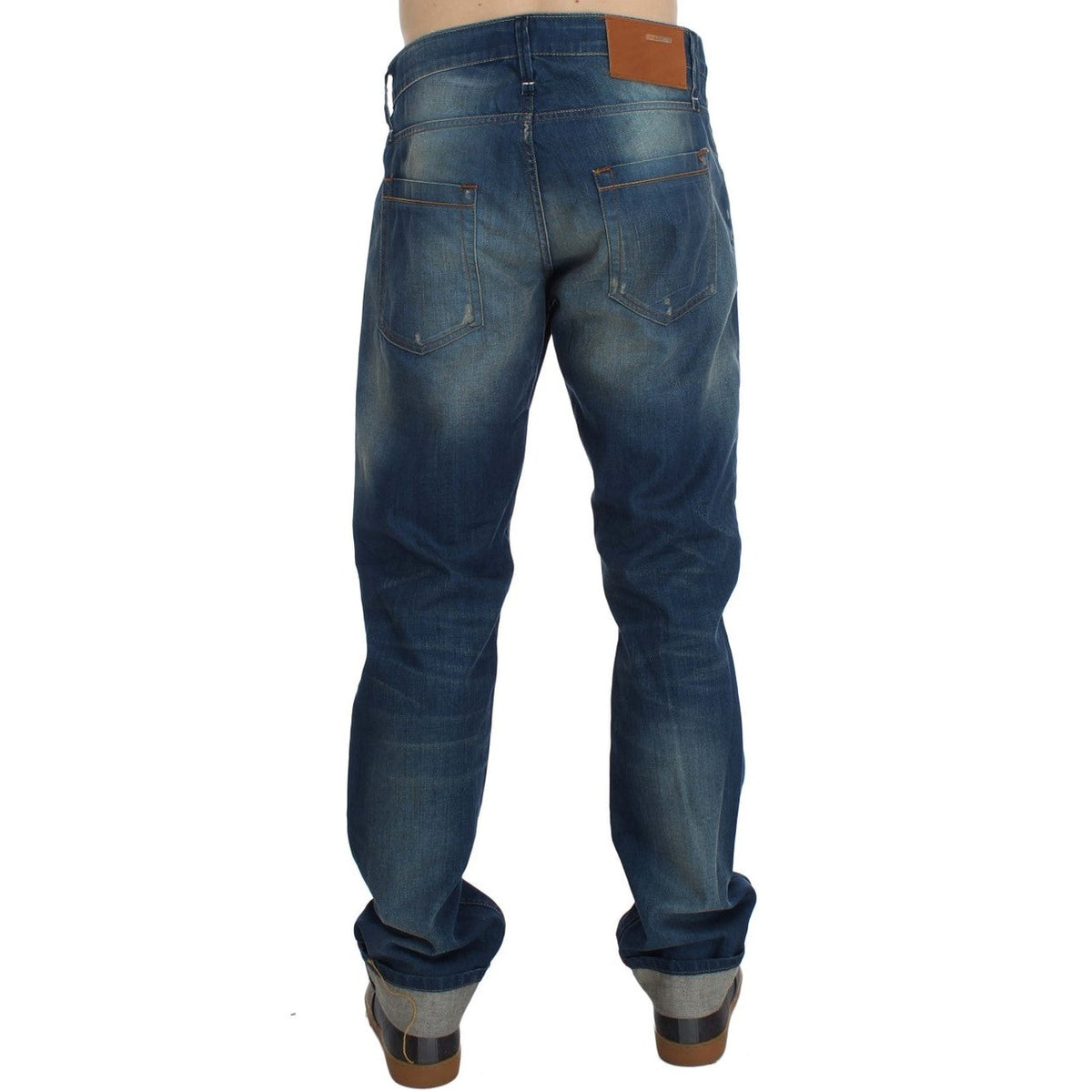 Acht Blue Wash Denim Cotton Stretch Baggy Fit Jeans
