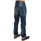 Acht Blue Wash Denim Cotton Stretch Baggy Fit Jeans