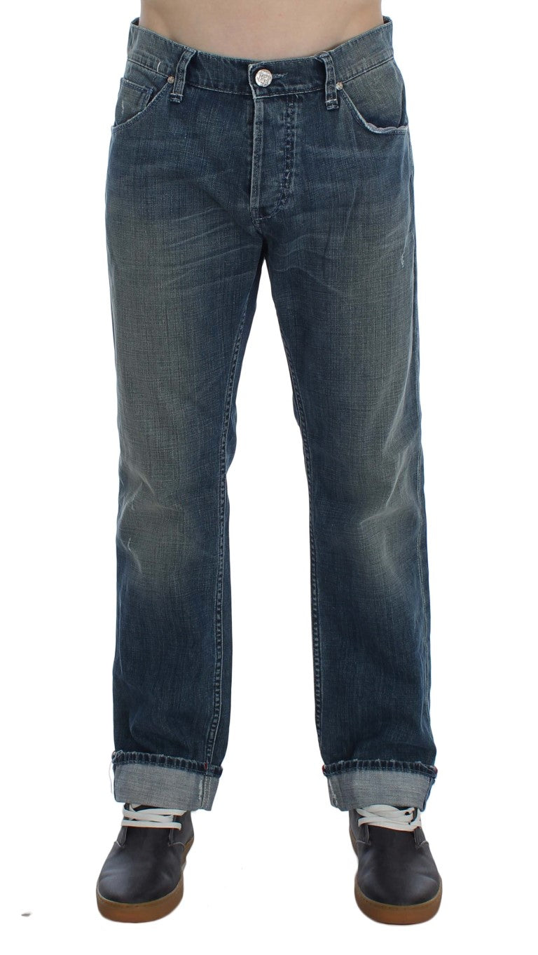 Acht Blue Wash Cotton Denim Regular Fit Jeans Acht
